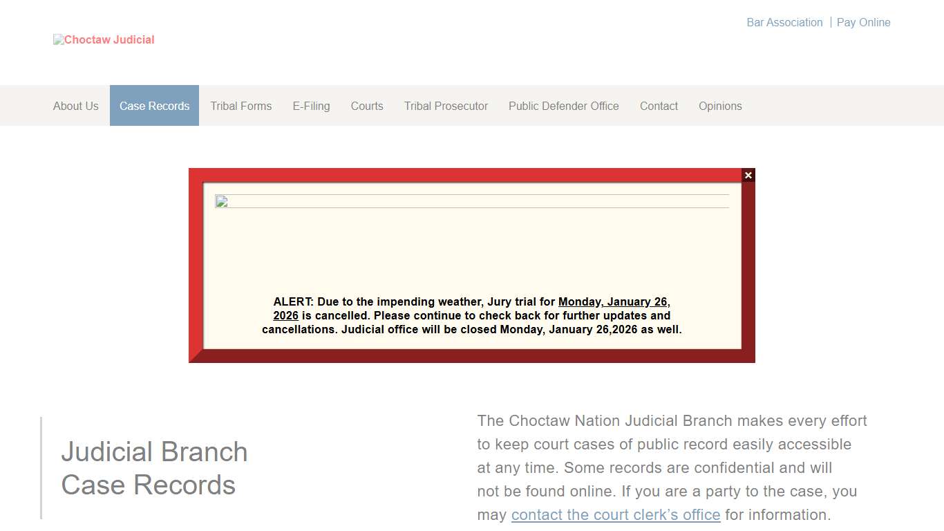 Oklahoma Tribal Court Records & Cases Choctaw Nation Judicial Branch