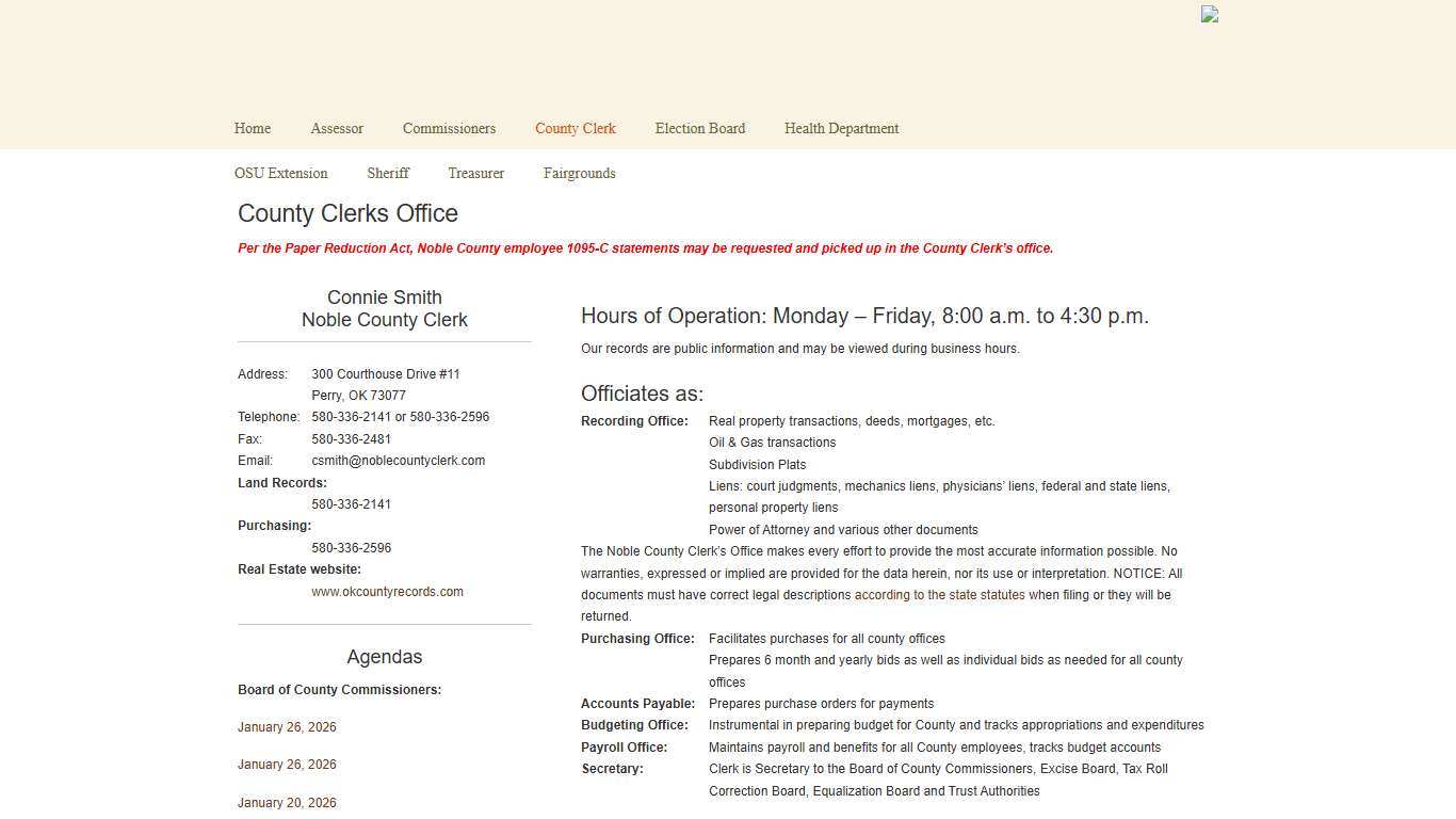 County Clerk « Noble County, Oklahoma